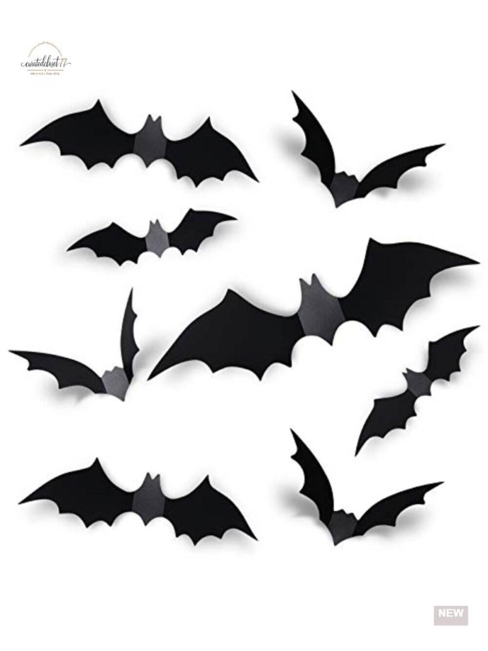 60 PCS Halloween Bats Wall Decals Black PVC Removable Sticker DIY Decorations